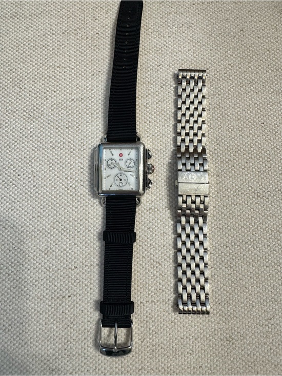 Michele Accessories - Michele Deco Chronograph Swiss Watch Stainless Steel and Mother of Pearl Dial